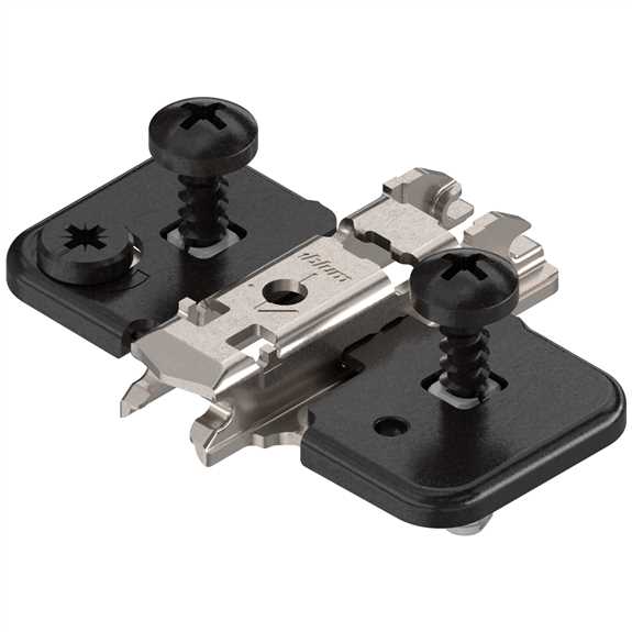 174H7100E Onyx Black CLIP mounting plate, cruciform, 0 mm, steel, EXPANDO (pre-mounted screws with split dowels)