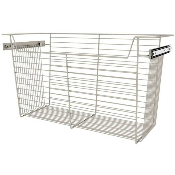 Satin Nickel 30" Pullout Basket for 14" Closet 17" 3/pc