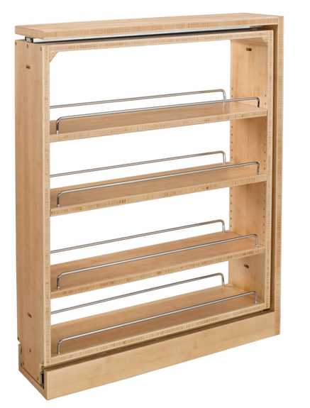 6" Base Filler Pullout Organizer with Wood Adjustable Shelves