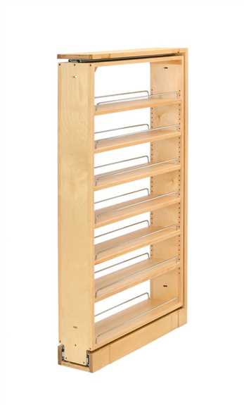 45" Tall Filler Pullout Organizer with Wood Adjustable Shelves