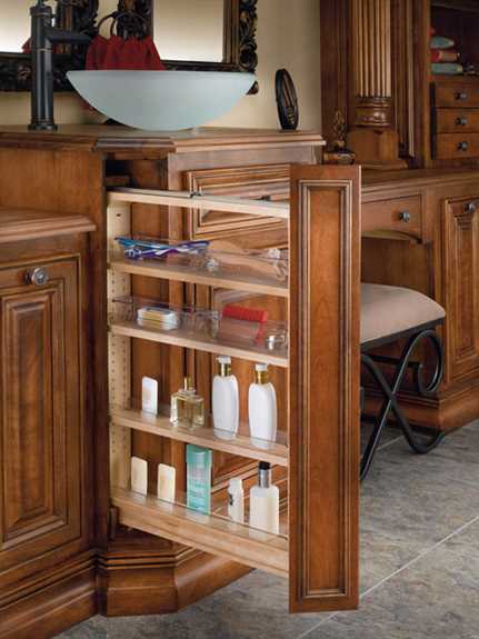 Vanity 3'' Filler Pullout Organizer with Wood Adjustable Shelves