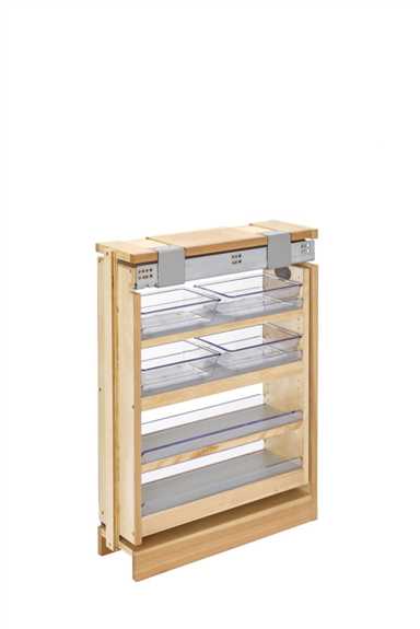 Vanity 6'' Filler Pullout Soft-Close Organizer with Wood Adjustable Shelves and Bins