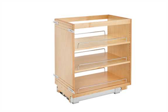 14'' Base Cabinet Pullout Organizer with Wood Adjustable Shelves