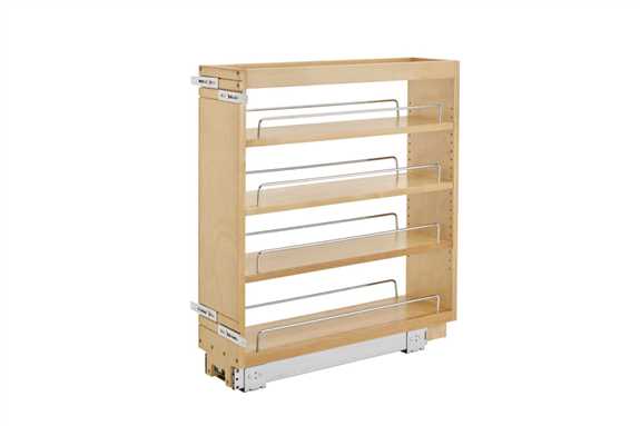 6.5" Base Cabinet Pullout Organizer with Wood Adjustable Shelves
