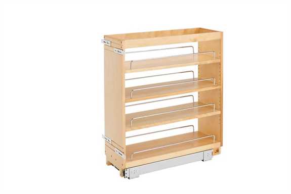 Base Cabinet Pullout Organizer with Wood Adjustable Shelves