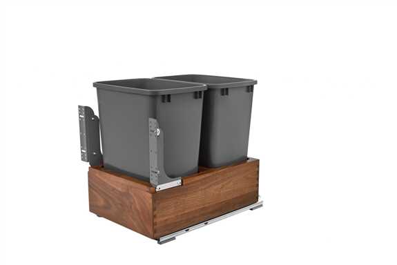 Double 35 Quart Bottom Mount Walnut Pull-Out Waste Container