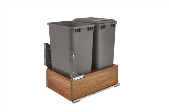 Double 50 Quart Bottom Mount Walnut Pull-Out Waste Container