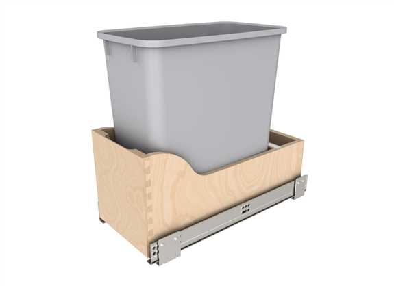 Reduced Depth 20 QT Wood Waste Container w/ BLUM Slides SB30