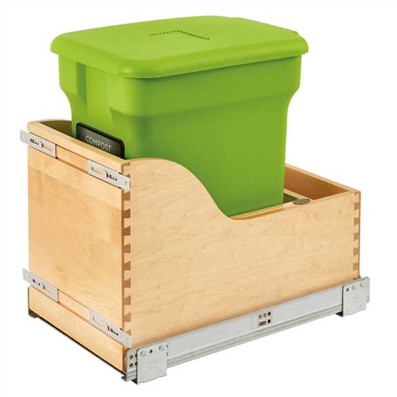 Wood Bottom Mount Pull-Out Compost Container