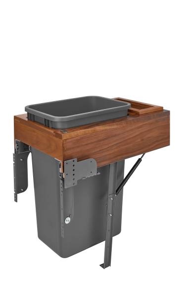 Walnut Single 50 Quart Top-Mount Waste Container with Rev-A-Motion Slides