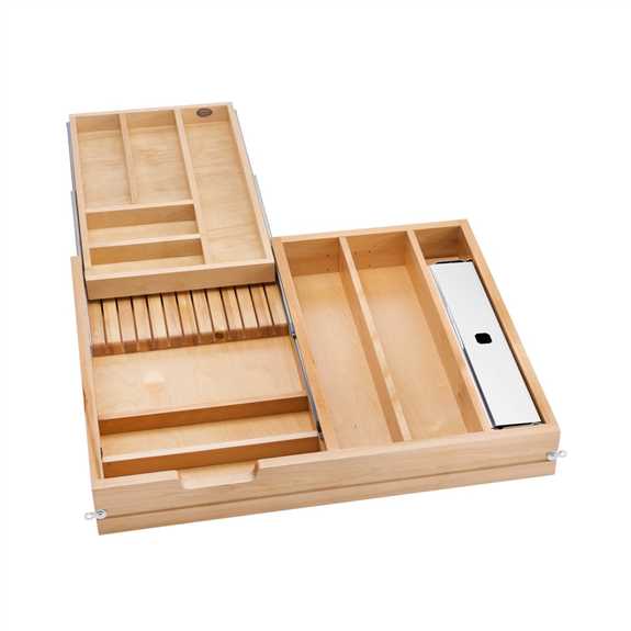 Tiered Combination Drawer for Frameless 30 in. Cabinet (with Blum Soft-Close Slides)