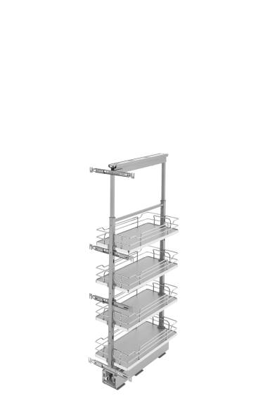 10''x 43'' Soft-Close Solid Bottom Pullout Pantry - Gray Shelves