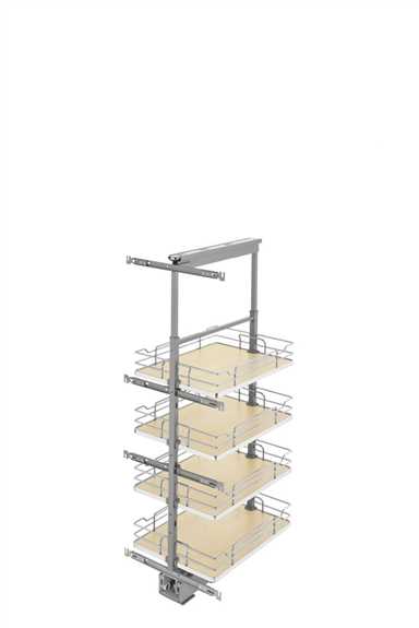 16"x 43" Soft-Close Solid Bottom Pullout Pantry - Maple Shelves