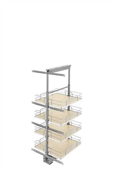 19" x 43" Soft-Close Solid Bottom Pullout Pantry - Maple Shelves