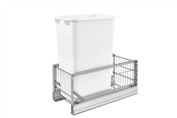 Single 50 Quart  Aluminum Bottom Mount Pullout Waste Container w/Soft-Close