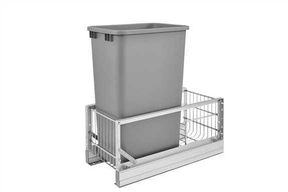 Single 50 Quart  Aluminum Bottom Mount Pullout Waste Container w/Soft-Close