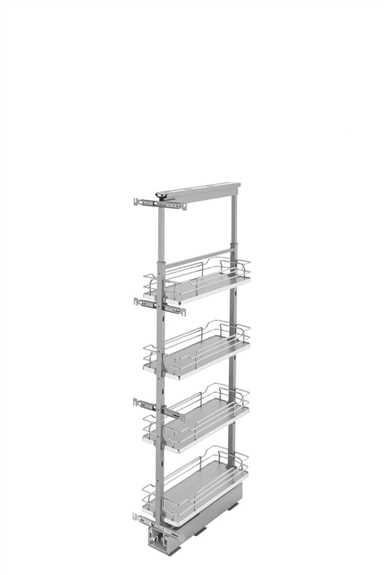 8" x 50" Soft-Close Solid Bottom Pullout Pantry with Gray Shelves