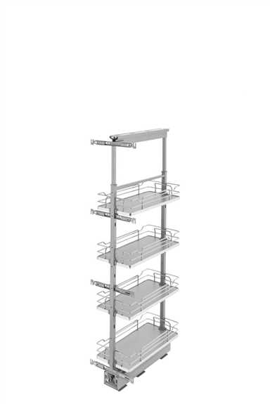 10''x 50'' Soft-Close Solid Bottom Pullout Pantry - Gray Shelves