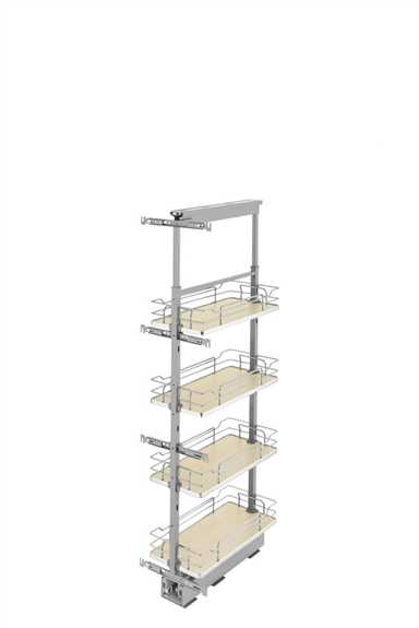 10''x 50'' Soft-Close Solid Bottom Pullout Pantry - Maple Shelves