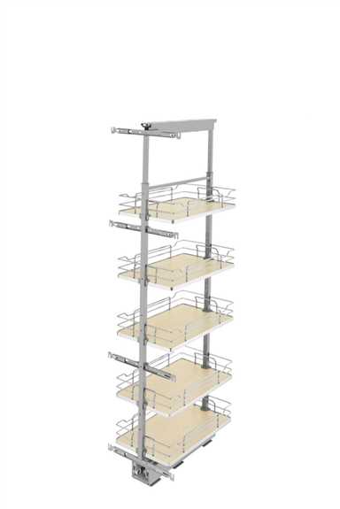 13"x 50" Soft-Close Solid Bottom Pullout Pantry - Maple Shelves