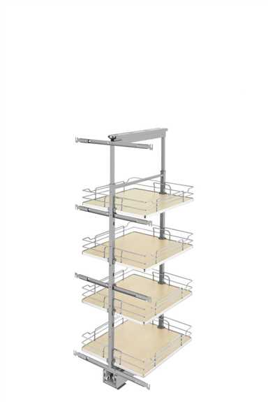 19" x 50" Soft-Close Solid Bottom Pullout Pantry - Maple Shelves