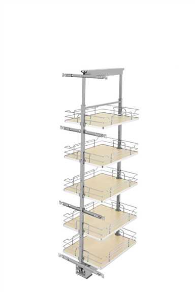 16"x 58" Soft-Close Solid Bottom Pullout Pantry - Maple Shelves