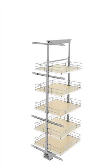 19" x 58"  Soft-Close Solid Bottom Pullout Pantry - Maple Shelves