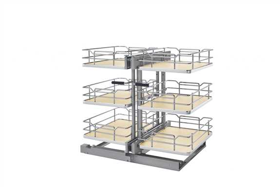 15'' Three-Tier Solid Bottom Blind Corner Optimizer Non-Handed w/Soft-Close - Maple