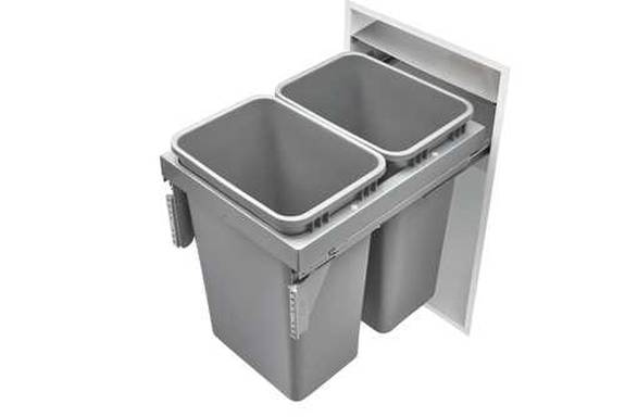 Double 50 Qt. Steel Top Mount Pullout Waste Container for Full Access Cabinets