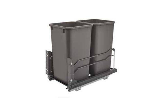 Double 27 Qt. Steel Bottom Mount Pullout  Waste Container w/Soft-Close