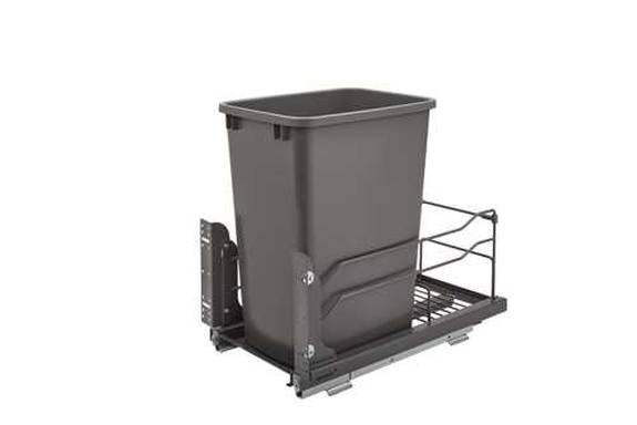 Single 35 Qt. Steel Bottom Mount Pullout  Waste Container w/Soft-Close