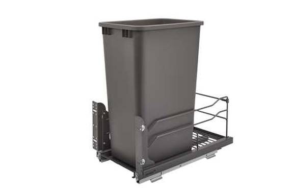 Single 50 Qt. Steel Bottom Mount Pullout Waste Container w/Soft-Close