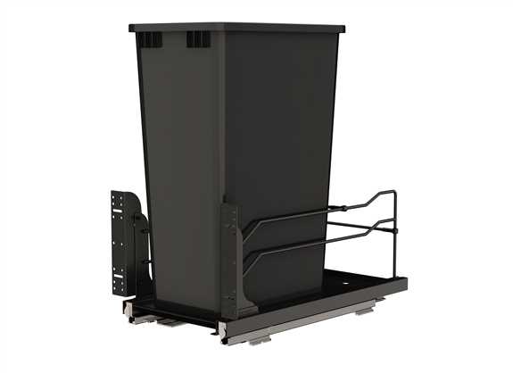 53WC Black 50 Qt. Bottom Mount Pullout Waste Container with Soft Close