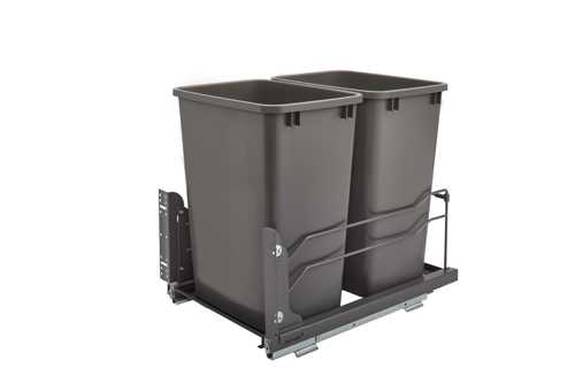 Double 35 Qt. Steel Bottom Mount Pullout Waste Container w/Soft-Close