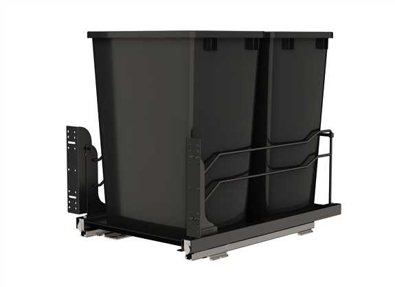 53WC Double Black 35 Qt. Bottom Pullout Waste Container with Soft Close