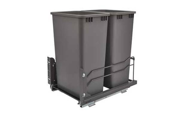 Double 50 Qt. Steel Bottom Mount Pullout Waste Container w/Soft-Close