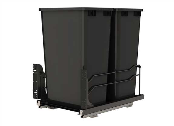 53WC Double Black 50 Qt. Bottom Pullout Waste Container with Soft Close