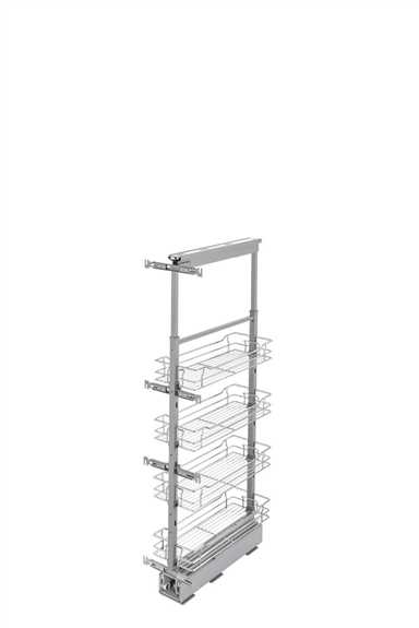 8" x 43" Soft-Close Chrome Pullout Pantry