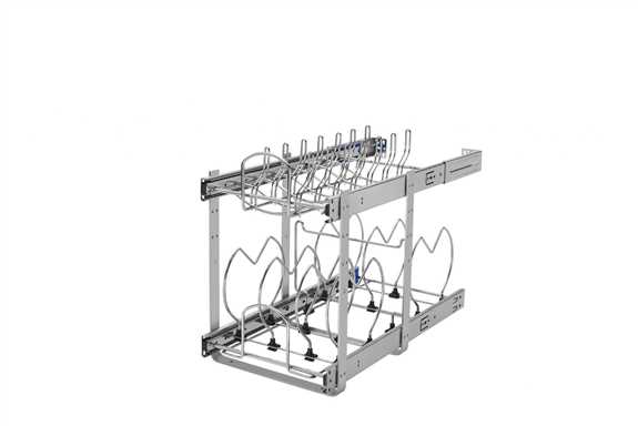 Base Cabinet Pullout 2 Tier Cookware Organizer - Chrome