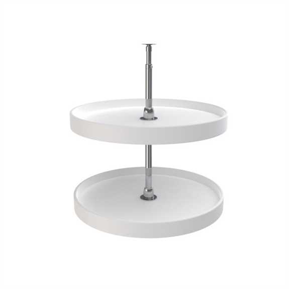 24" Full Circle Independently Rotating White 2 Shelf Lazy Susan Set