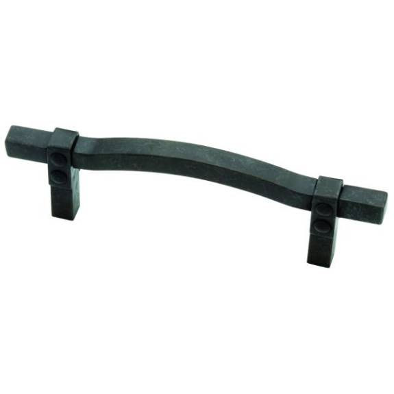 65173WI Curved Riveted 3-1/2" Cabinet Pull - Wrought Iron