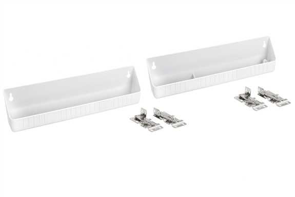 14" Tip-Out Polymer 2 Tray Set with Hinges (White)
