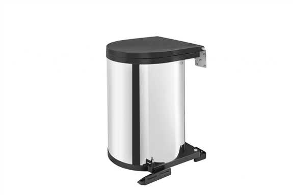 Single Round Pivot-out Stainless Steel Waste Container - 15 L