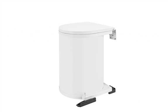 Single Round Pivot-out Metal Waste Containers 15 L - White/Black