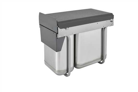 Rev-A-Shelf R8-010314 Liter Pivot-Out Waste Container, Stainless Steel/Black, 15 L