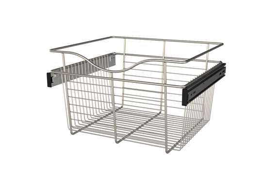 Wire Basket 16" Deep Pullout for Closet - Satin Nickel