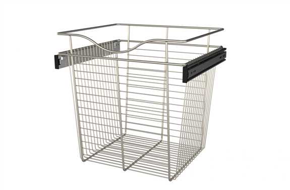 Wire Basket 16" Deep Pullout for Closet - Satin Nickel