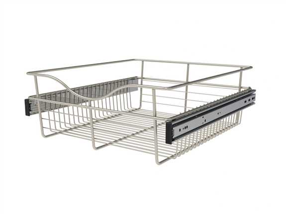 Wire Basket 20" Deep Pullout for Closet - Satin Nickel