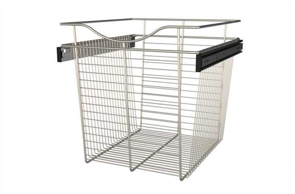 Wire Basket 20" Deep Pullout for Closet - Satin Nickel