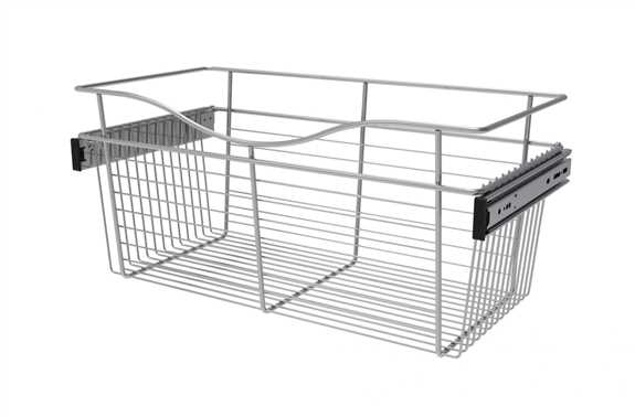 Wire Basket 12" Deep Pullout for Closet - Chrome